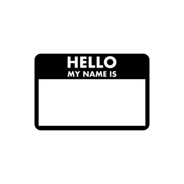 Classic Black and White Hello My Name Is Identity Badge Label Vector Template