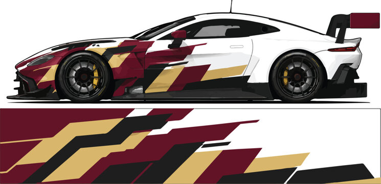 White sports car with red yellow.