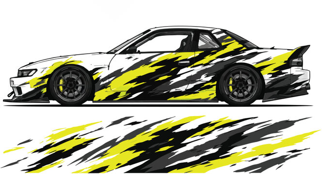 Yellow Black and White Racing Car 1.