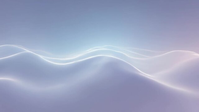 Ethereal glowing white waves flowing in a minimalist 3D landscape