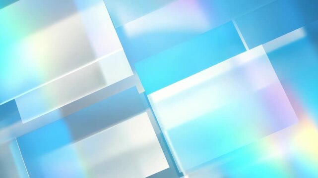 Dynamic abstract composition featuring layered transparent rectangles and smooth blue gradients. Perfect for technology, business, or futuristic themed presentations and digital content
