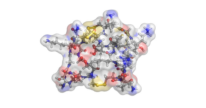 Ziconotide/Prialt, calcium channel blocker for severe chronic pain, 3D molecule 4K
