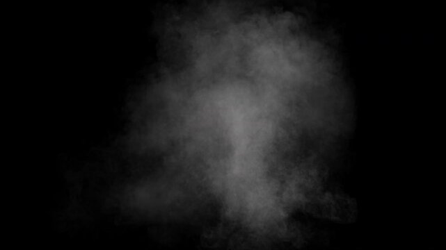 Grenade smoke explosion on alpha channel. Smoke detonation isolated. Realistic grenade blast smoke.