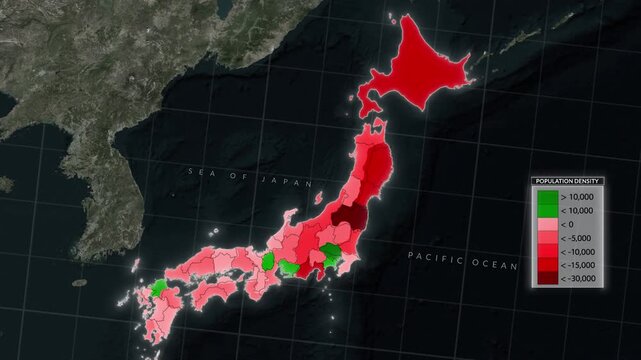 Japan Population Density Map Animation