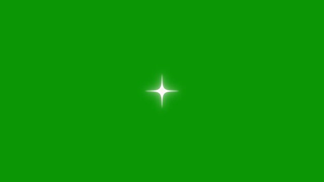 Retro Shine Movement Star Sparkle Vector Doodles Glowing White Star Animation with Blinking Cartoon Effects Magical Glitter Burst Seamless Loop Video on Dark green Background