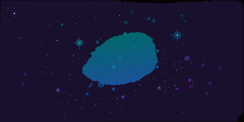 Dark nebula shape against a starry deep purple background © Kopil