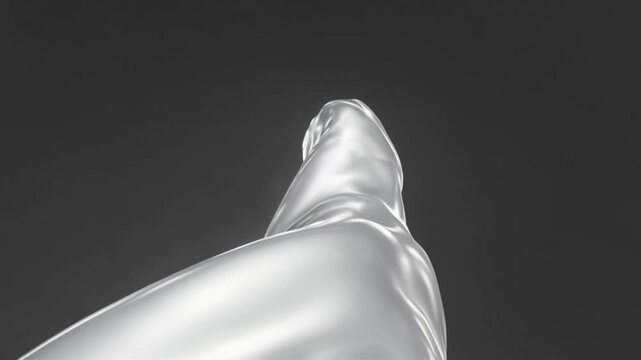 Abstract Dynamic Silver Liquid Flowing Motion on Dark Background