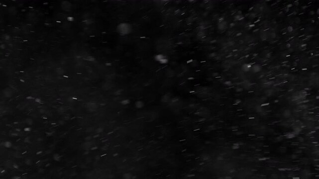Super Slow Motion Shot of Flying Small Particles , Isolated on Black Background , Filmed on High Speed Cinematic Camera at 1000 FPS
