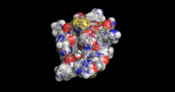 Ziconotide/Prialt, calcium channel blocker for severe chronic pain, 3D molecule spinning, 4K