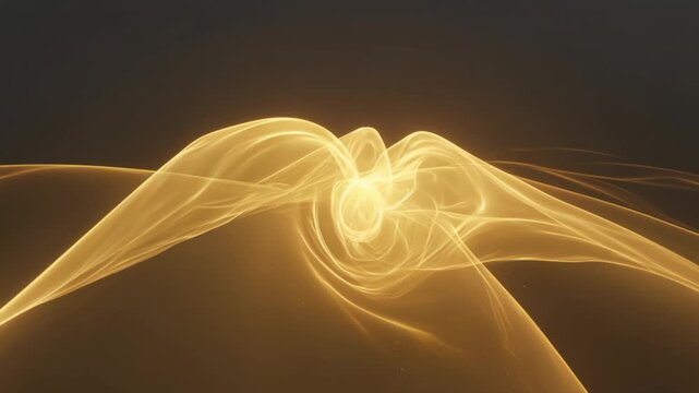 Abstract Golden Energy Waves Flowing in Dark Space