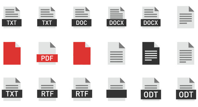 Document File Icons Flat Vector Illustration On White Background