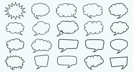 Fototapeta premium Collection of Hand Drawn Speech Bubbles and Thought Clouds.