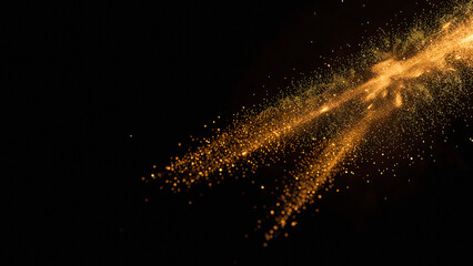 Fototapeta premium Luminous Warm Amber Particle Streams Abstract Dark Background Energy