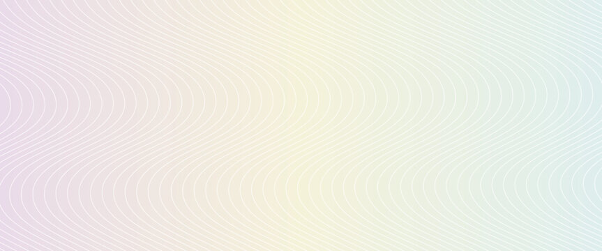 Guilloche pattern, passport rainbow watermark intersecting wavy lines with pastel rainbow gradient background