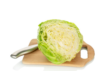 Obraz premium Fresh white cabbage isolated on white background, macro.