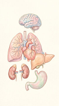 Illustration m&eacute;dicale vintage des principaux organes du corps humain