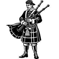Obraz premium Bagpiper playing traditional scottish music