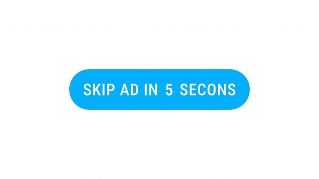 Digital Skip Ad Button Overlay with 10 Second Countdown Timer, for Video Streaming, Advertising Countdown. 4K video
