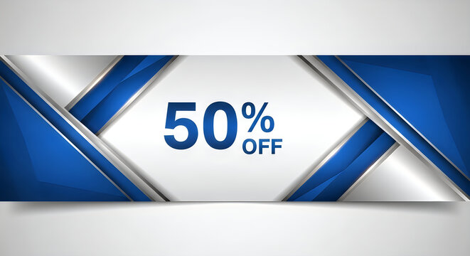 Promotional banner showcasing a fifty percent discount offer on products or services