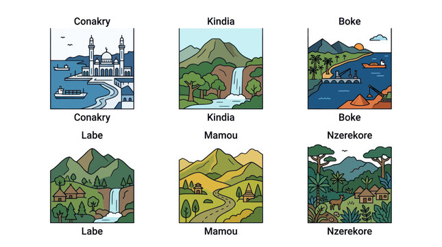 Guinea Destinations: Conakry, Kindia, Boke, Labe, Mamou, Nzerekore Landscapes