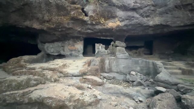 Rock cut ancient caves of Harishchandragad near Pune.