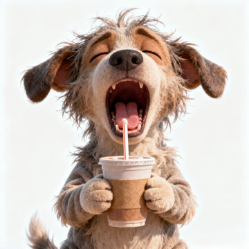 cartoon dog with a glass of cooling drink