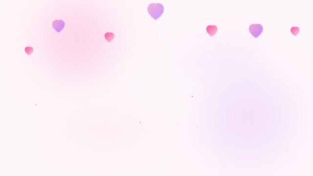 Floating colorful hearts on bright pastel backdrop for romantic celebrations and love messages