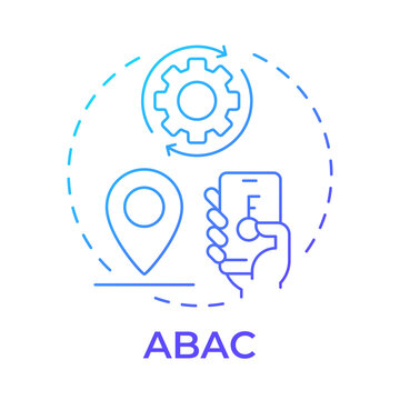 ABAC blue gradient concept icon. Access control framework. Smart enterprise security system. Round shape line illustration. Abstract idea. Graphic design. Easy to use in booklet, infographic