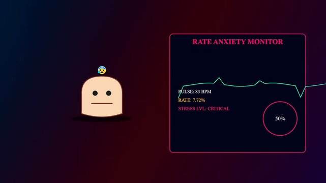 Mortgage rate anxiety is visualized through a digital interface displaying fluctuating financial data as a stylized character shows signs of distress within a dark graphic environment