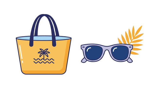Summer Beach Bag and Sunglasses A Perfect Duo for Sun-Soaked Getaways and Relaxing Vacation Days