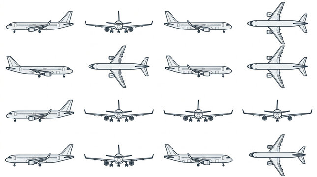 Collection of various aircraft technical drawings.