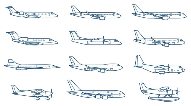 Collection of various aircraft technical illustrations.