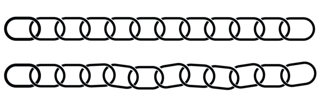 Seamless Chain Border and Link Divider Vector Set with Twisted Braided Jewelry, Necklace and Bracelet Patterns eps 10.
