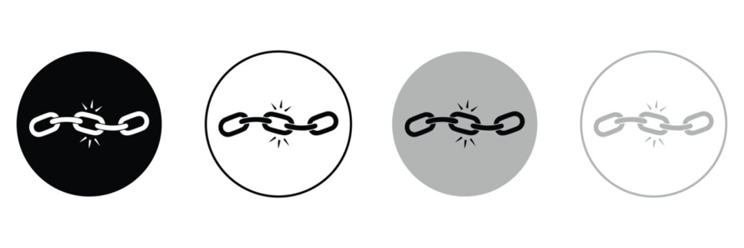 Broken chain link icons symbolizing disconnection or a weak connection eps10.