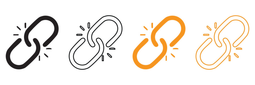 Link Chain Icon Set in Black and White for Connection Concepts eps 10.