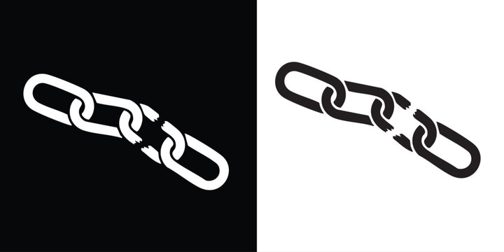 Broken chain link icons symbolizing disconnection or a weak connection eps10.