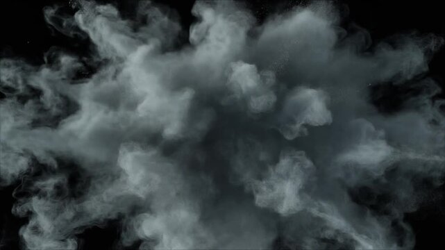 Dramatic Expulsion of Monochromatic Smoke Expanding Outwards from a Central Point, Full HD Motion Graphics Background