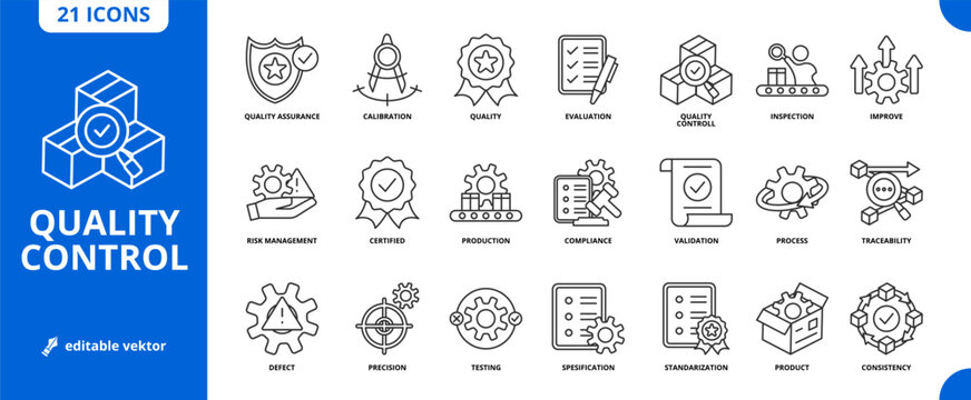 quality control linly style icon packs editable vektor new concept for bussines industrial
