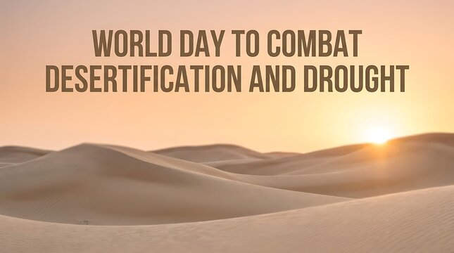 World day to combat desertification and drought with sand dunes under sunset light
