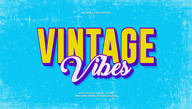 Vintage Vibes 3D 80s 90s Editable Text Effect for Graphic Design
