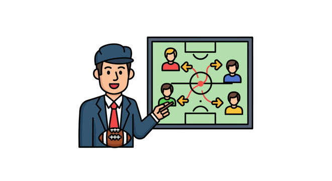 American Football Coach Explaining Strategy on Playboard