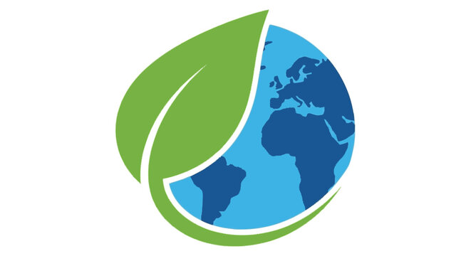 Cropped graphic illustration of a large stylized green leaf with a dis