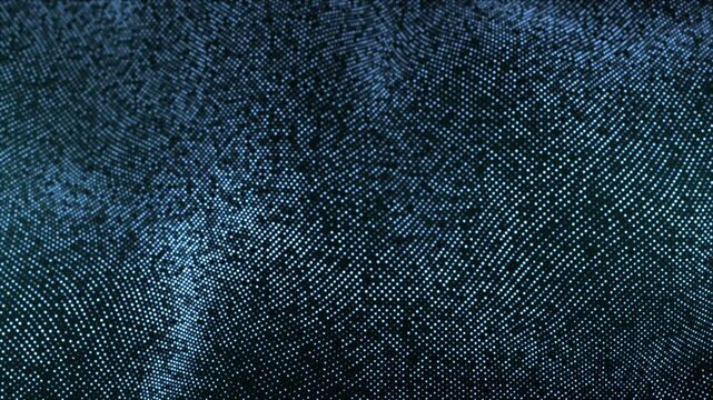Abstract blue particle texture with flowing point patterns and digital wave formations. Futuristic data visualization technology background.