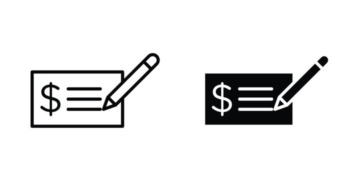Signing cheque icon