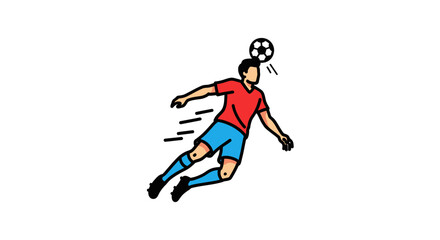 Obraz premium Soccer Player Heading Ball, Football Game Action, Sports Illustration