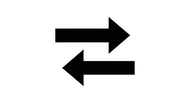 Opposing Arrows Silhouette On White Background Reciprocal Direction Symbol
