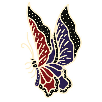 Decorative batik butterfly illustration featuring elegant and artistic traditional patterns