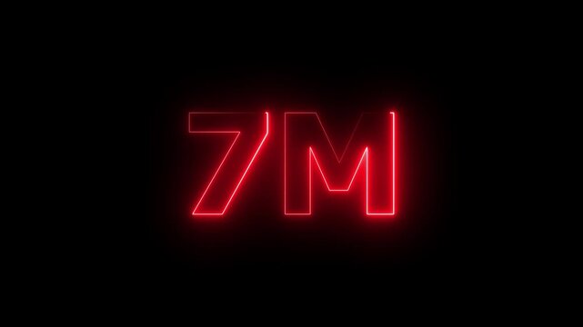social media success celebration 7 million followers neon background,follower growth achievement 7m neon text animation on black background,glowing neon 7m followers milestone celebration animation 
