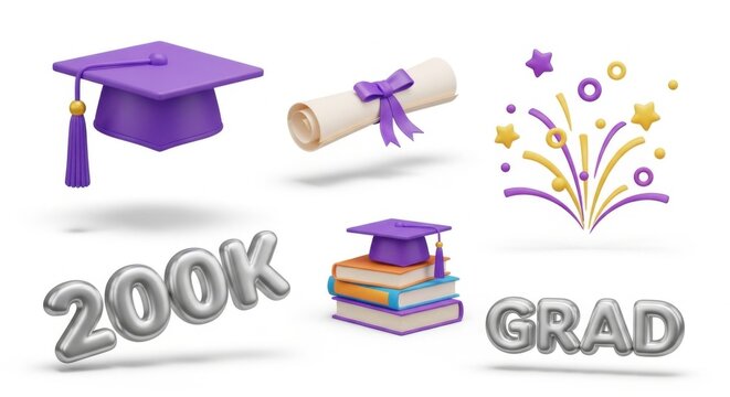 Graduation icons and 200k milestone