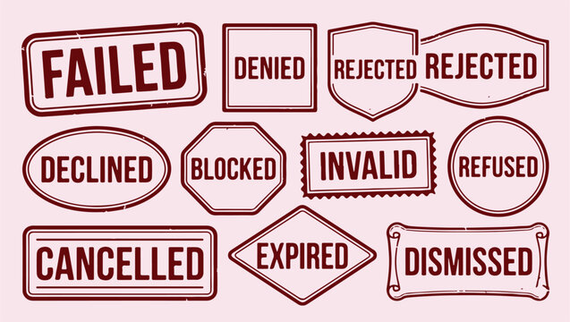 denied rejected stamp pattern, business document rejection illustration, corporate office stamp background, negative status mark print, office rejection icon set, work process failure art, denied stam
